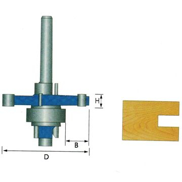 Fresa per scanalatura a 3 ali (cuscinetto 22 mm) per il taglio del legno